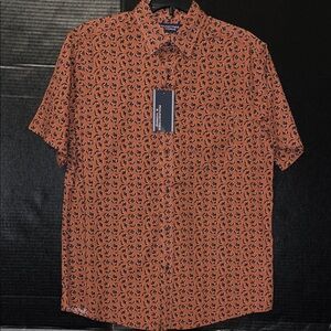 Roundtree & Yorke Men's Brown and Black Patterned Shirt